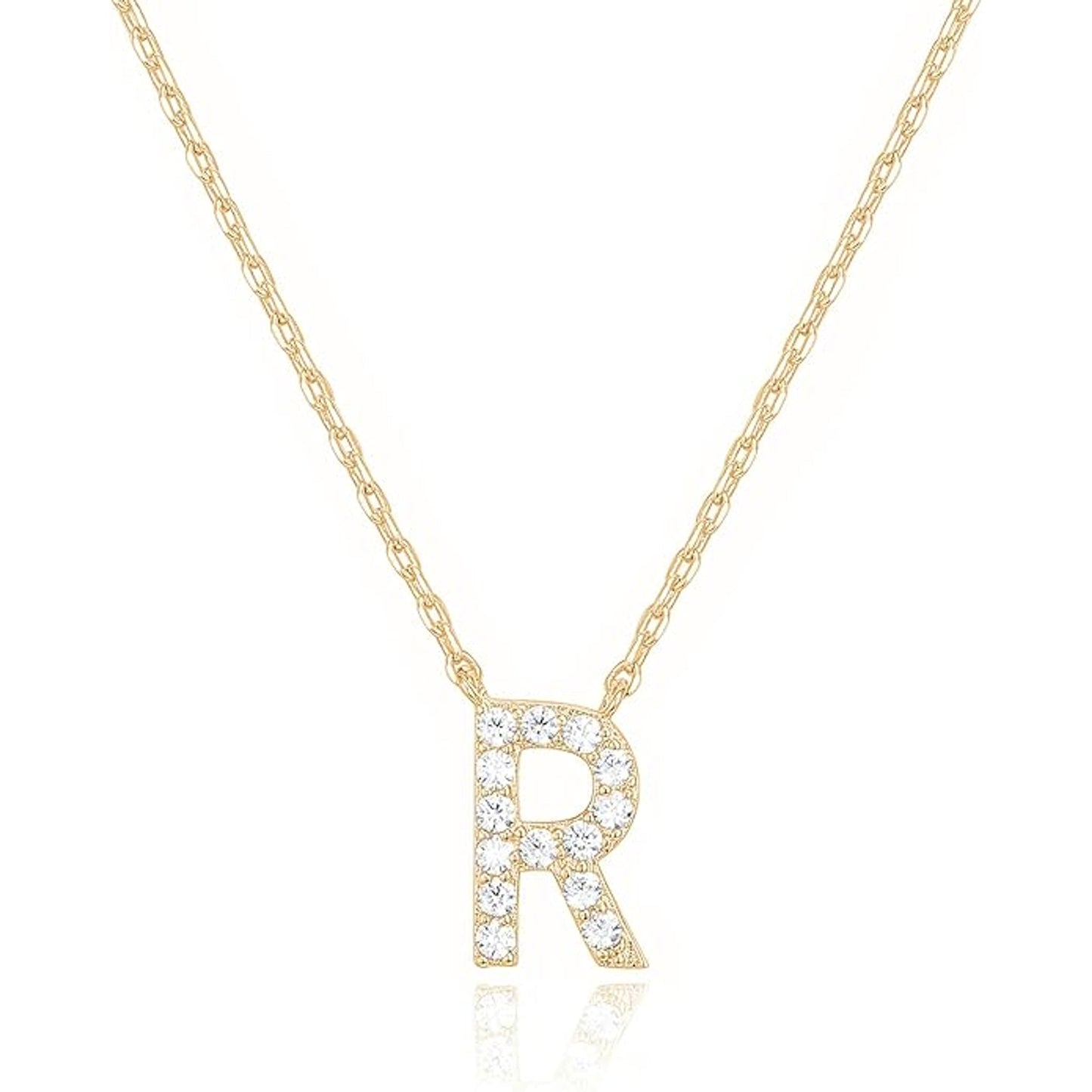 Crystal initial R necklace in gold - Pulse and Glow