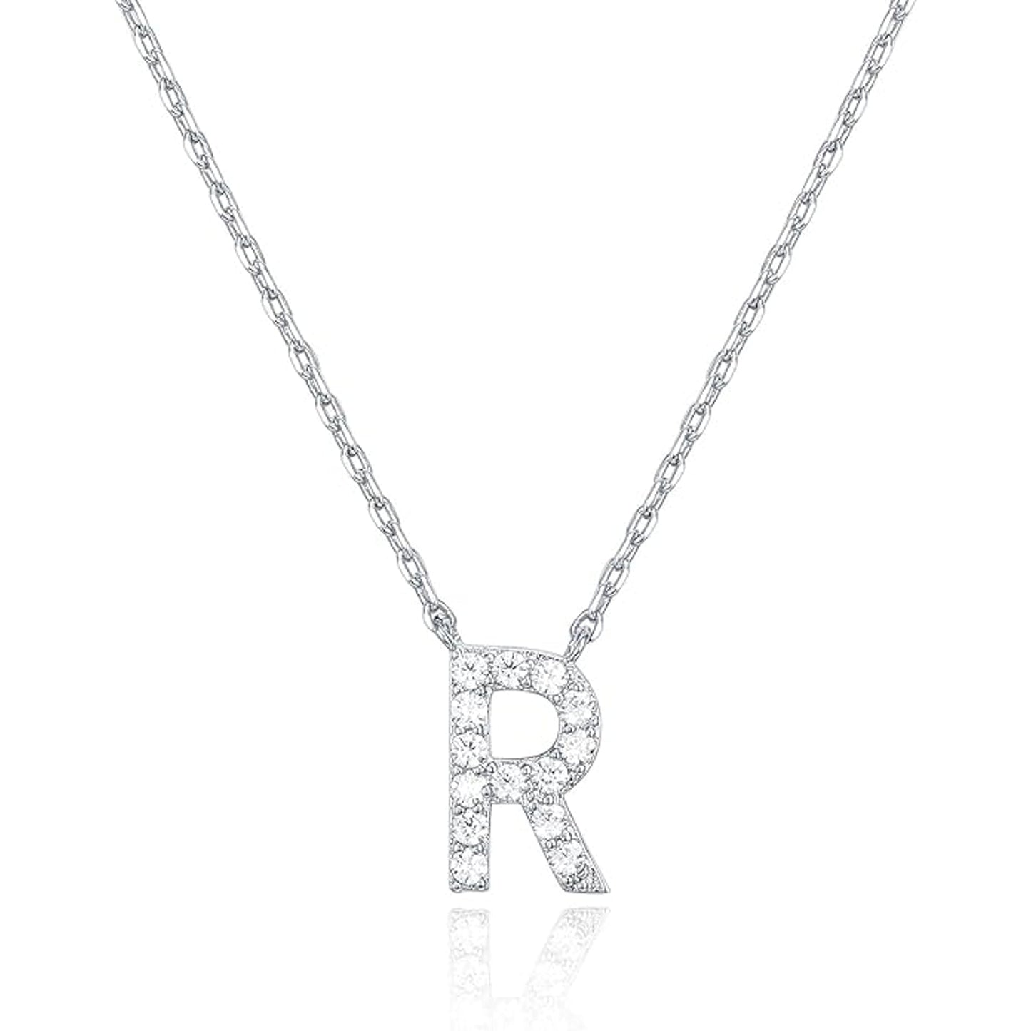 Crystal initial R necklace in silver - Pulse and Glow