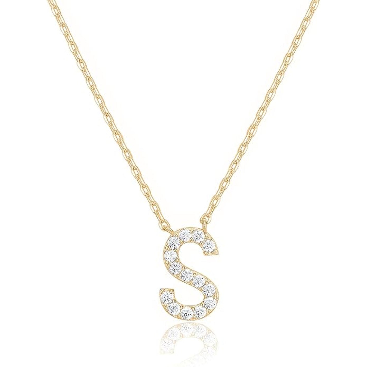 Crystal initial S necklace in gold - Pulse and Glow