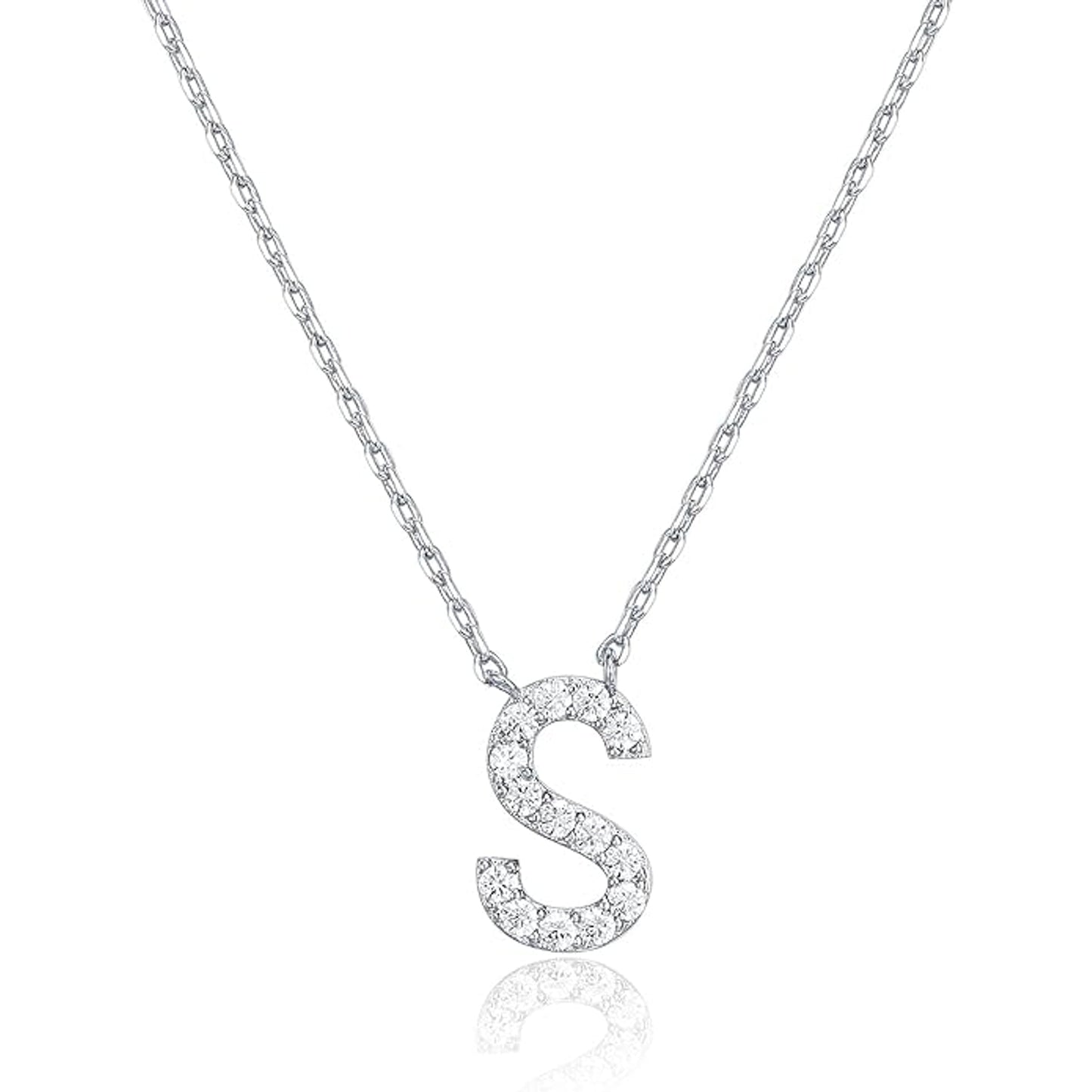 Crystal initial S necklace in silver - Pulse and Glow