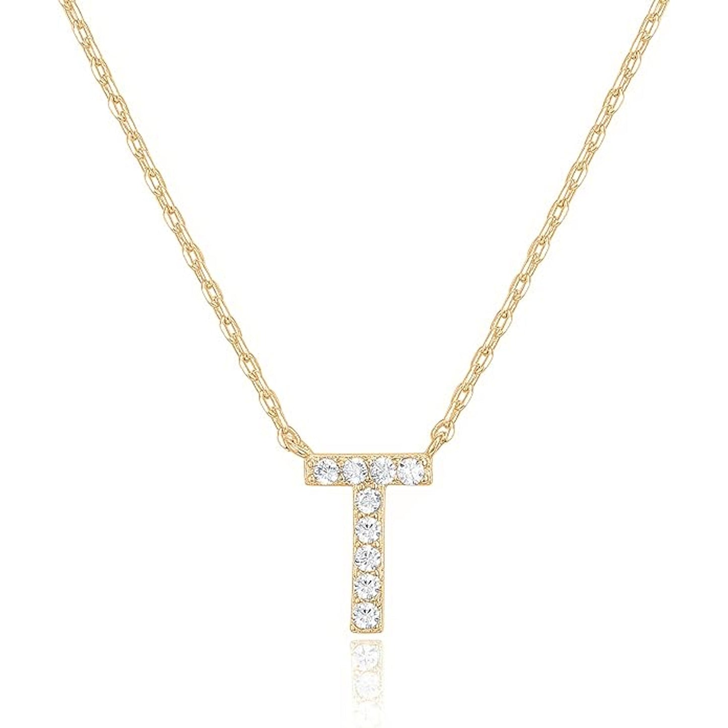 Crystal initial T necklace in gold - Pulse and Glow