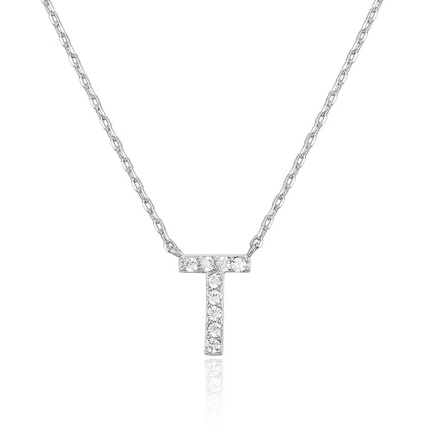 Crystal initial T necklace in silver - Pulse and Glow