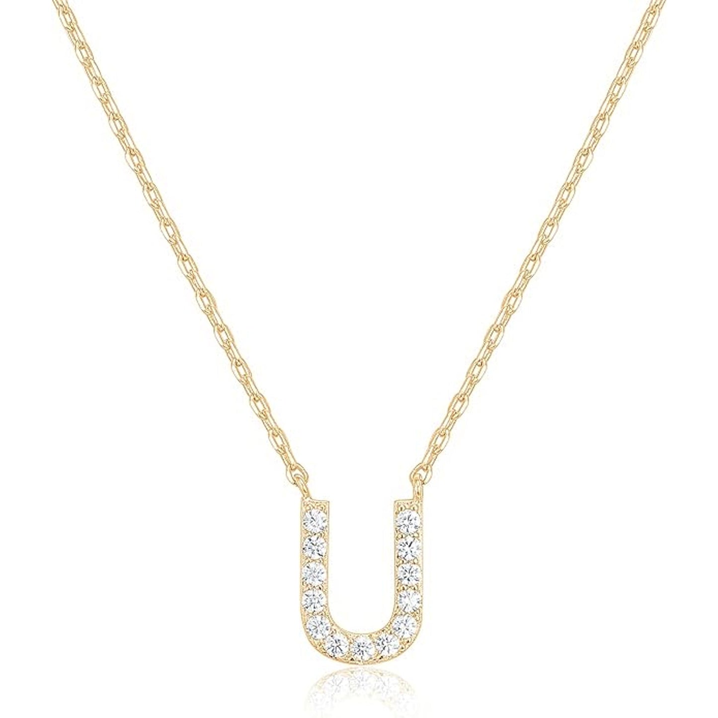 Crystal initial U necklace in gold - Pulse and Glow
