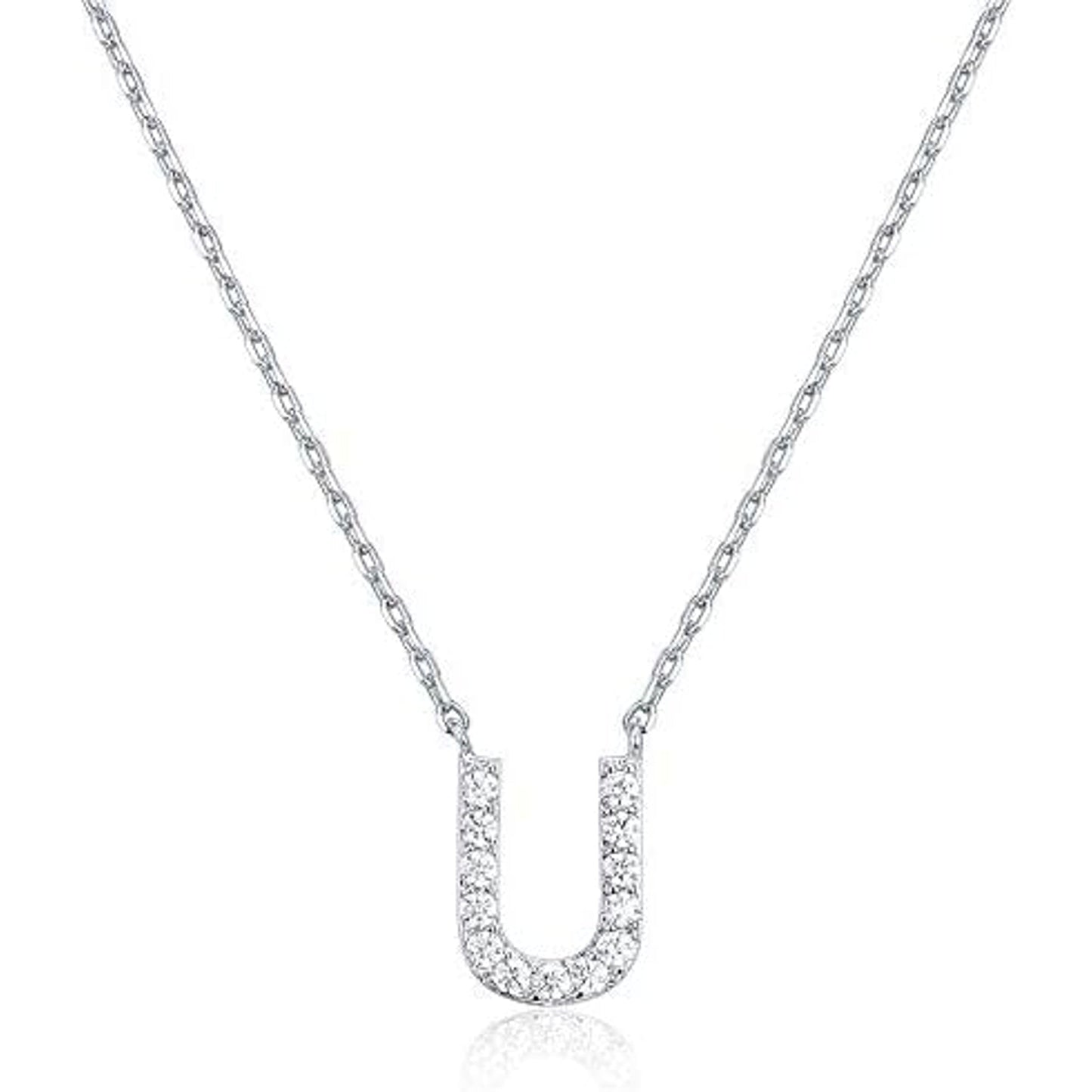 Crystal initial U necklace in silver - Pulse and Glow