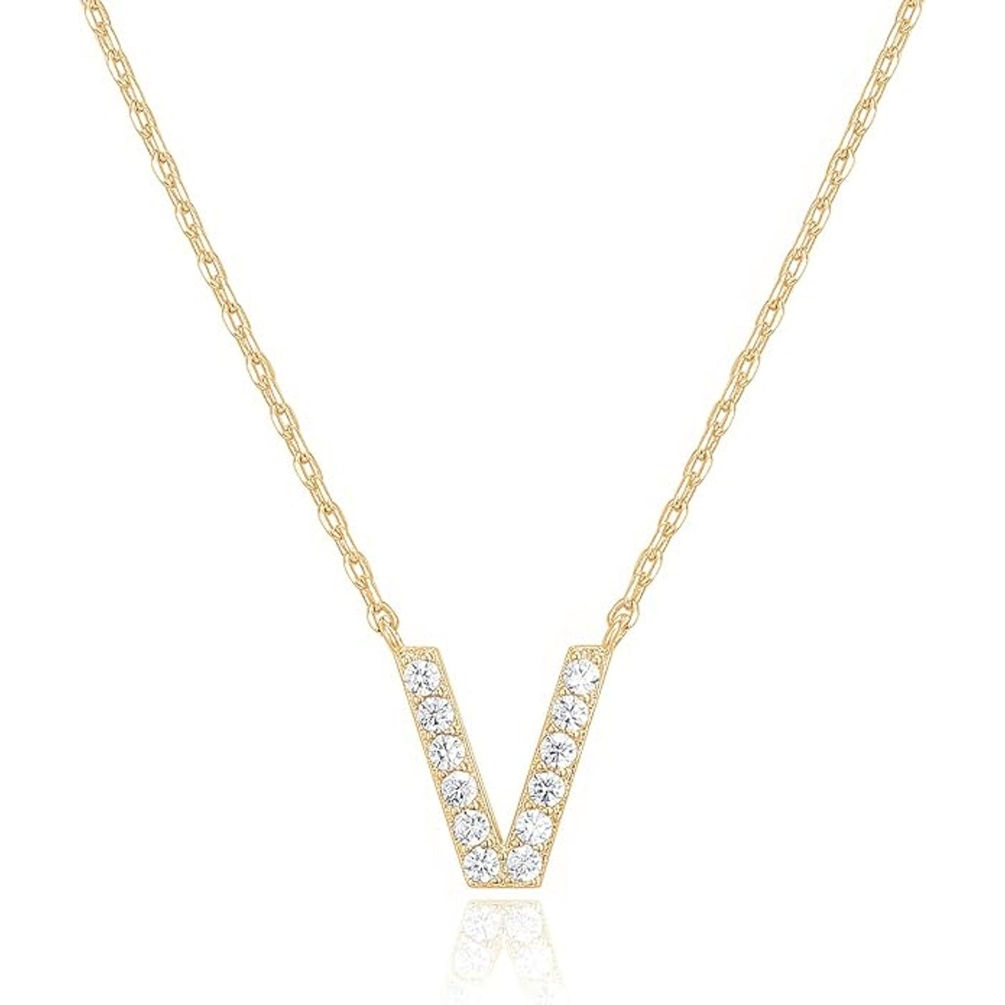 Crystal initial V necklace in gold - Pulse and Glow
