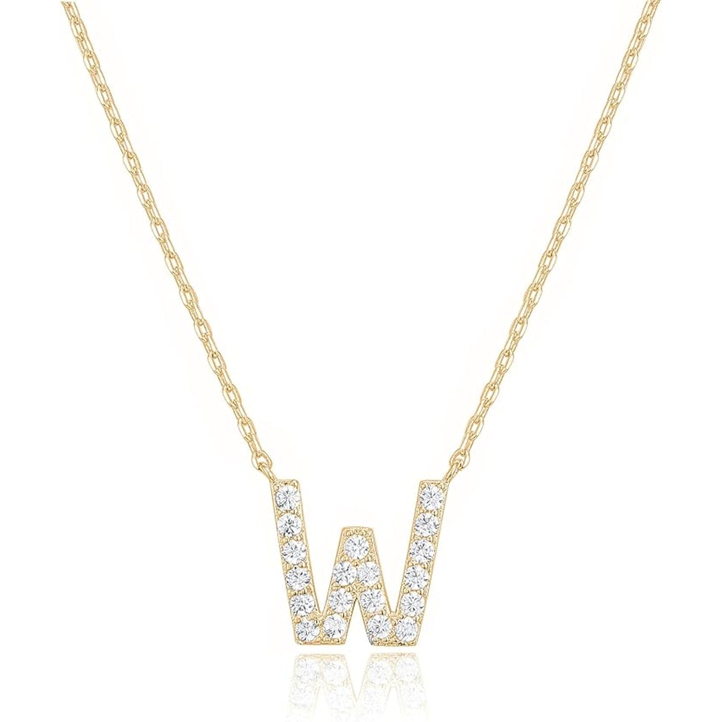 Crystal initial W necklace in gold - Pulse and Glow