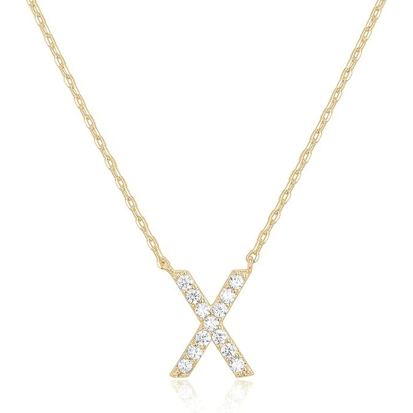 Crystal initial X necklace in gold - Pulse and Glow