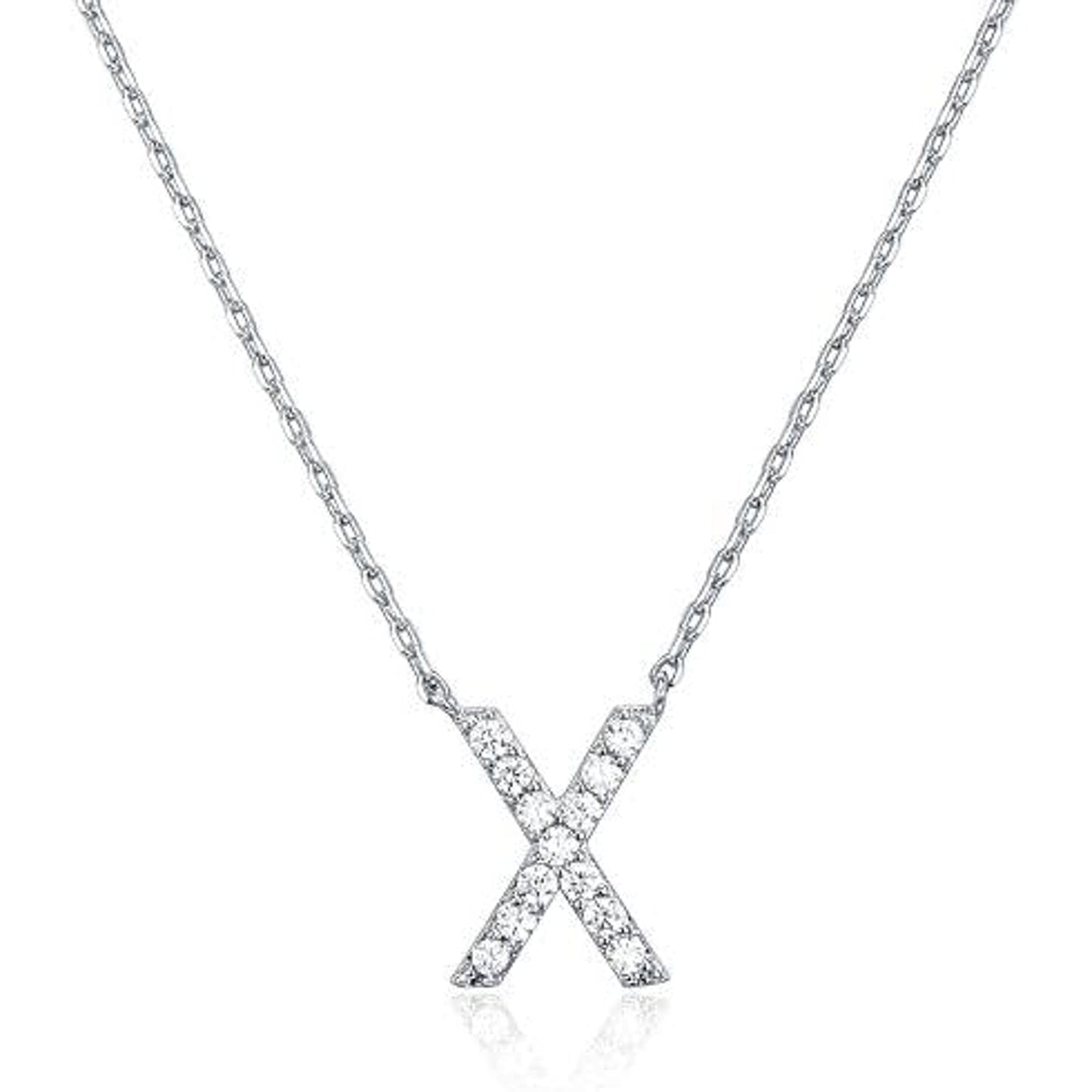 Crystal initial X necklace in silver - Pulse and Glow
