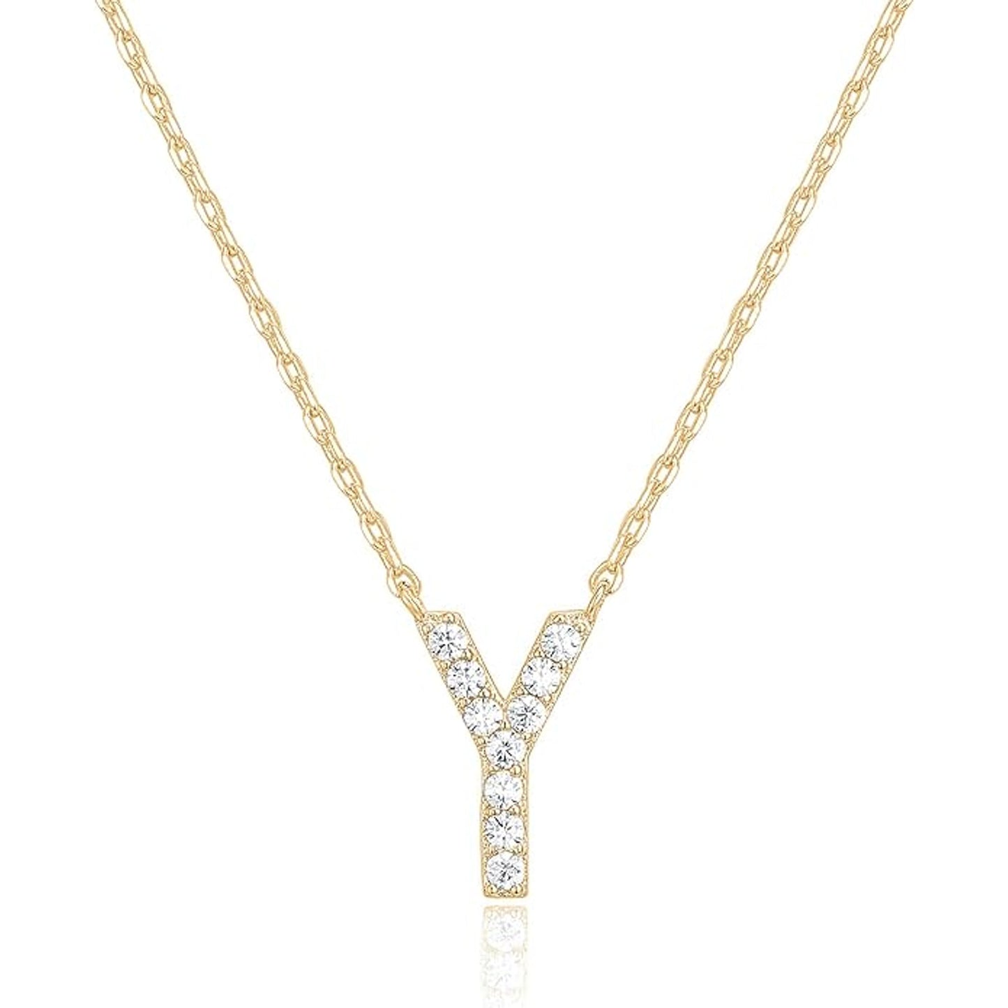 Crystal initial Y necklace in gold - Pulse and Glow