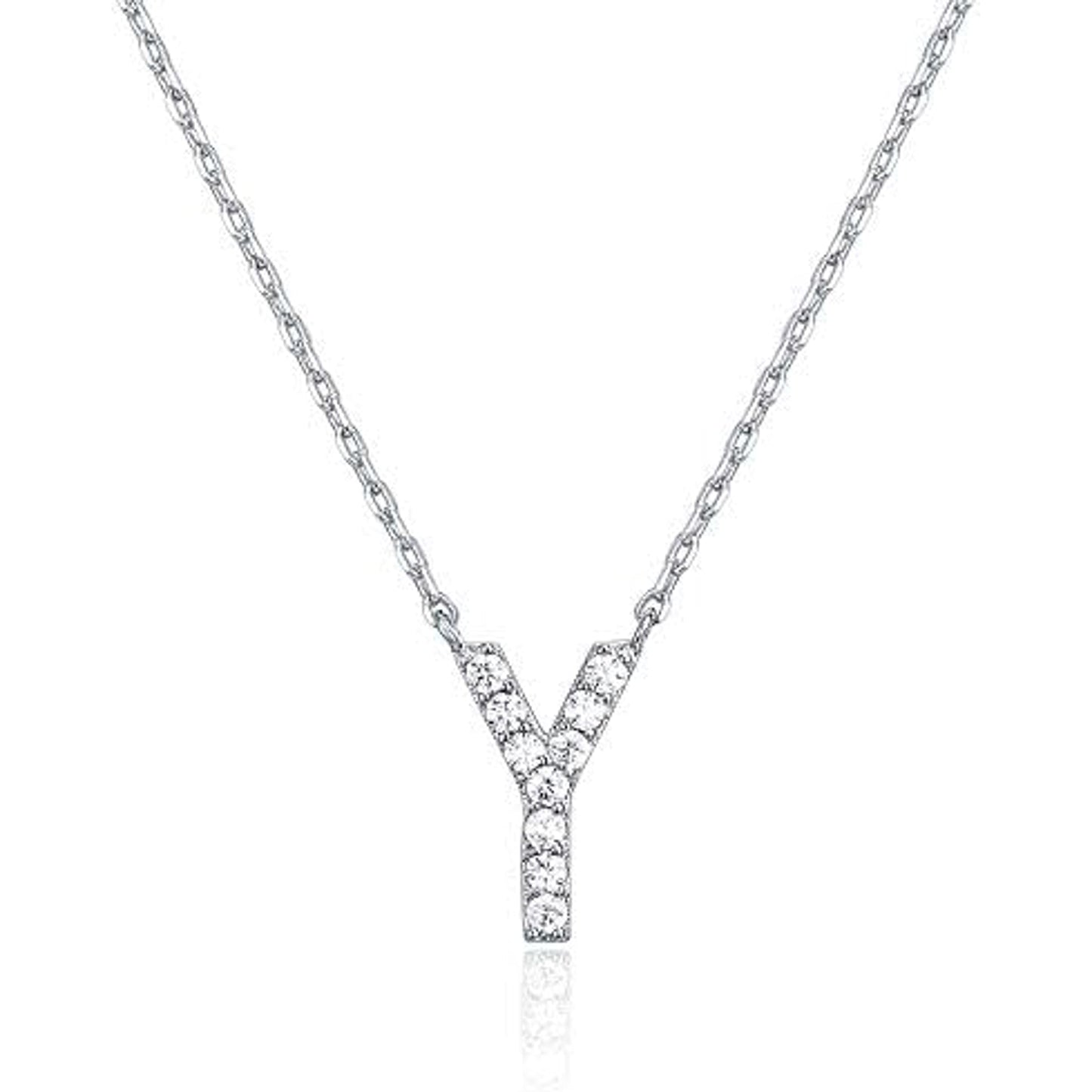 Crystal initial Y necklace in silver - Pulse and Glow