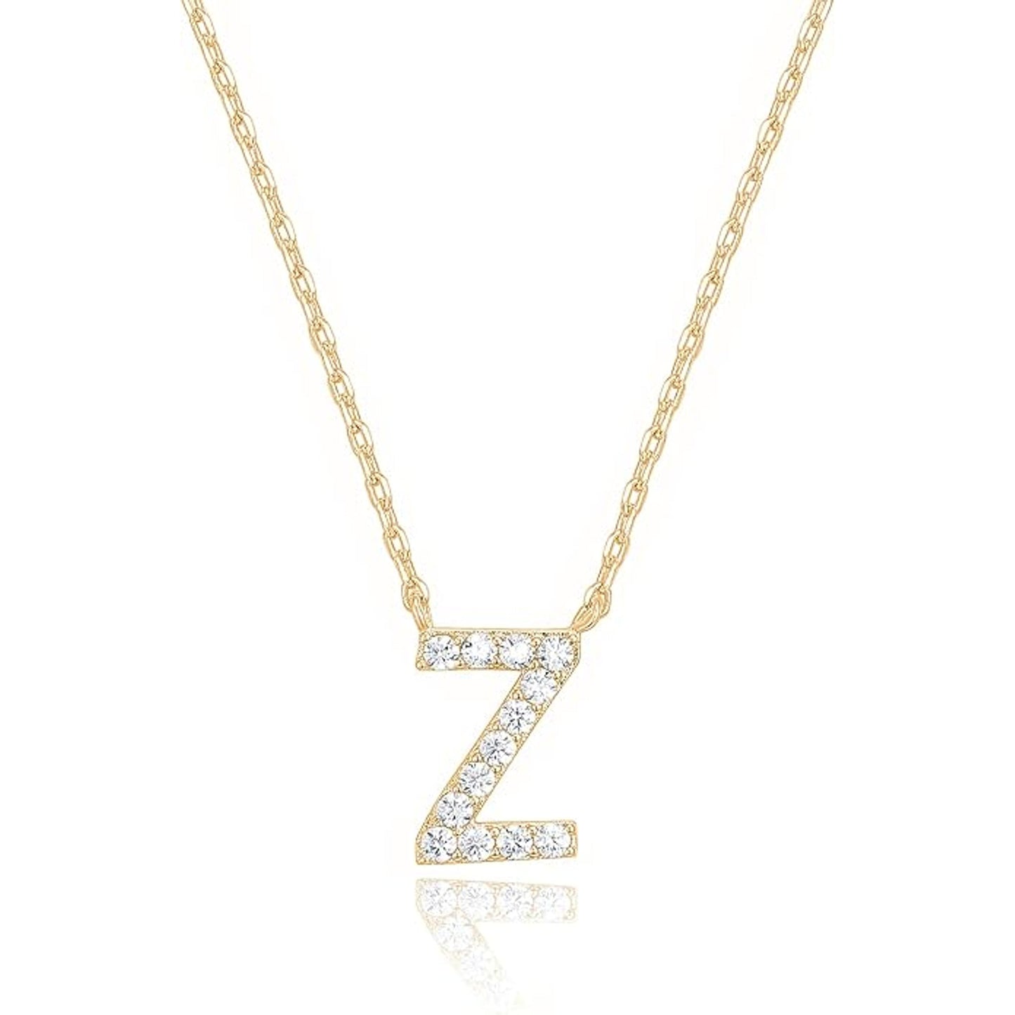 Crystal initial Z necklace in gold - Pulse and Glow
