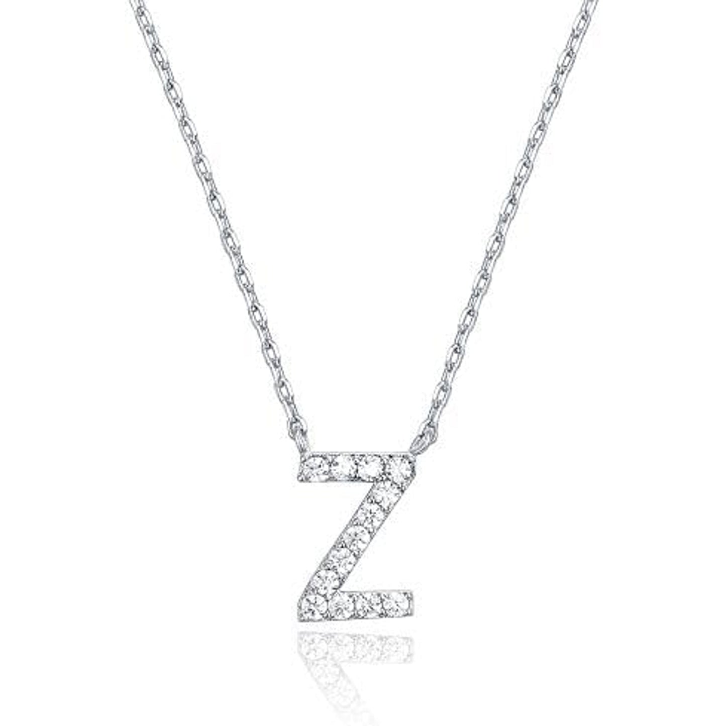 Crystal initial Z necklace in silver - Pulse and Glow